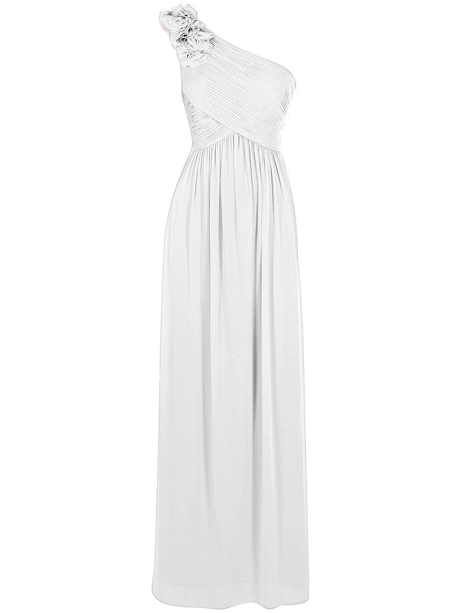 Chiffon Column One Shoulder Sleeveless Bridesmaid Dress-MB0117607