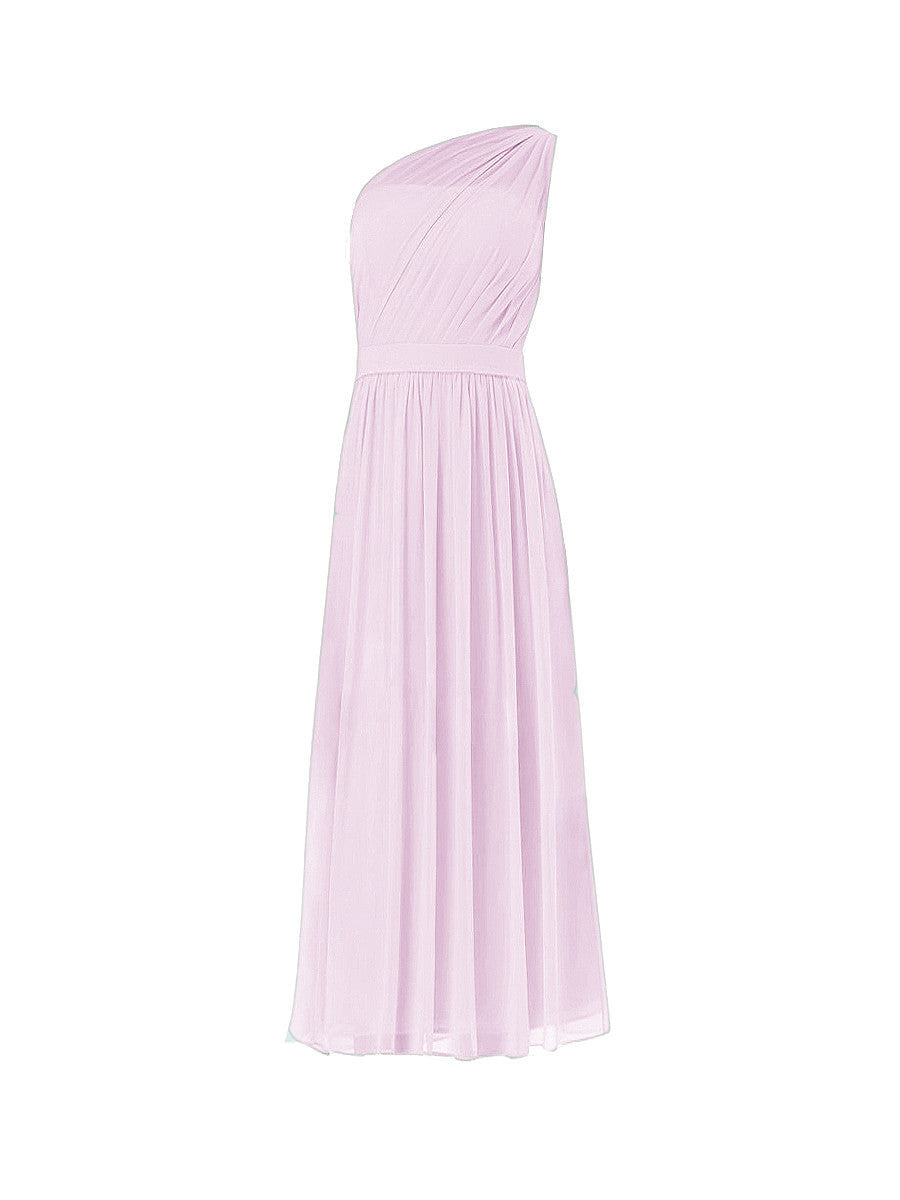 Chiffon A-line One Shoulder Sleeveless Bridesmaid Dress-MB0117615