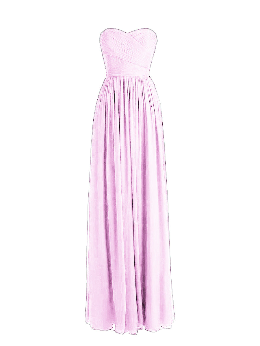 Chiffon Column Strapless Sleeveless Bridesmaid Dress-MB0117877