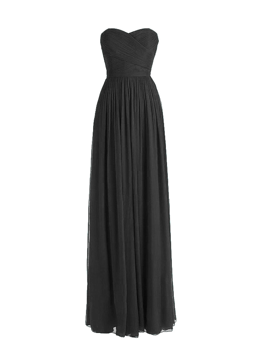 Chiffon Column Strapless Sleeveless Bridesmaid Dress-MB0117877