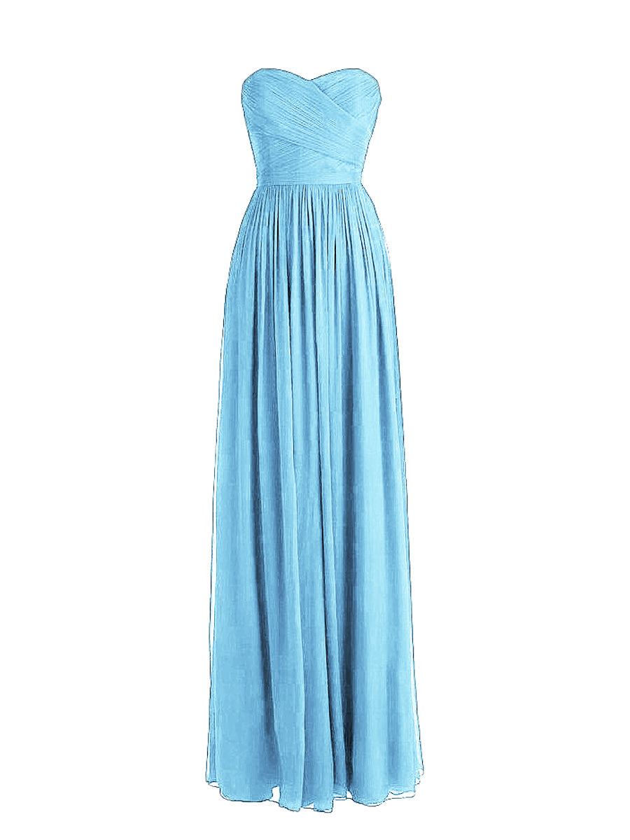 Chiffon Column Strapless Sleeveless Bridesmaid Dress-MB0117877