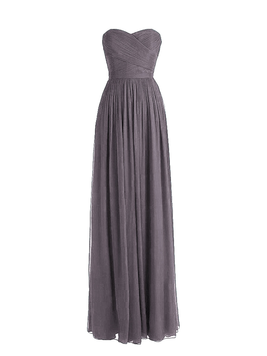 Chiffon Column Strapless Sleeveless Bridesmaid Dress-MB0117877