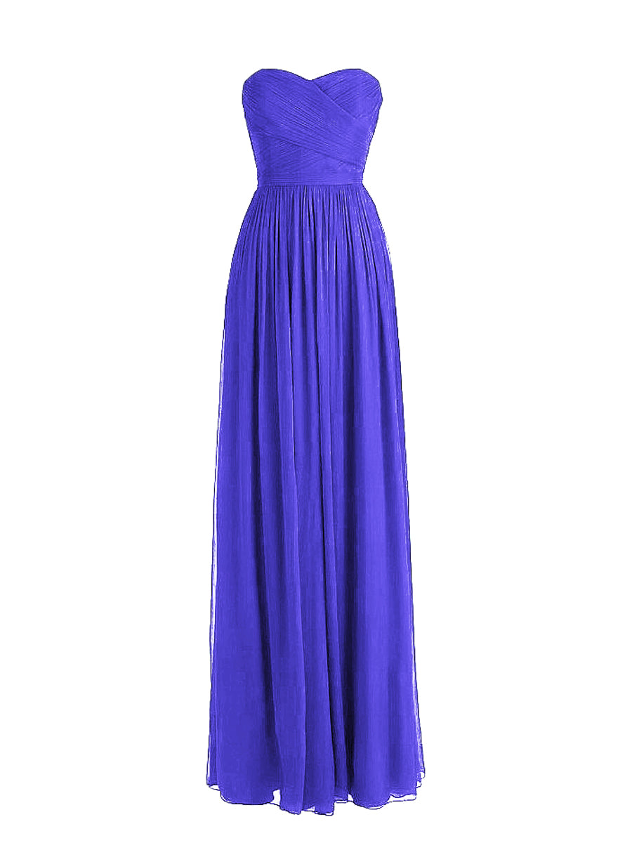 Chiffon Column Strapless Sleeveless Bridesmaid Dress-MB0117877