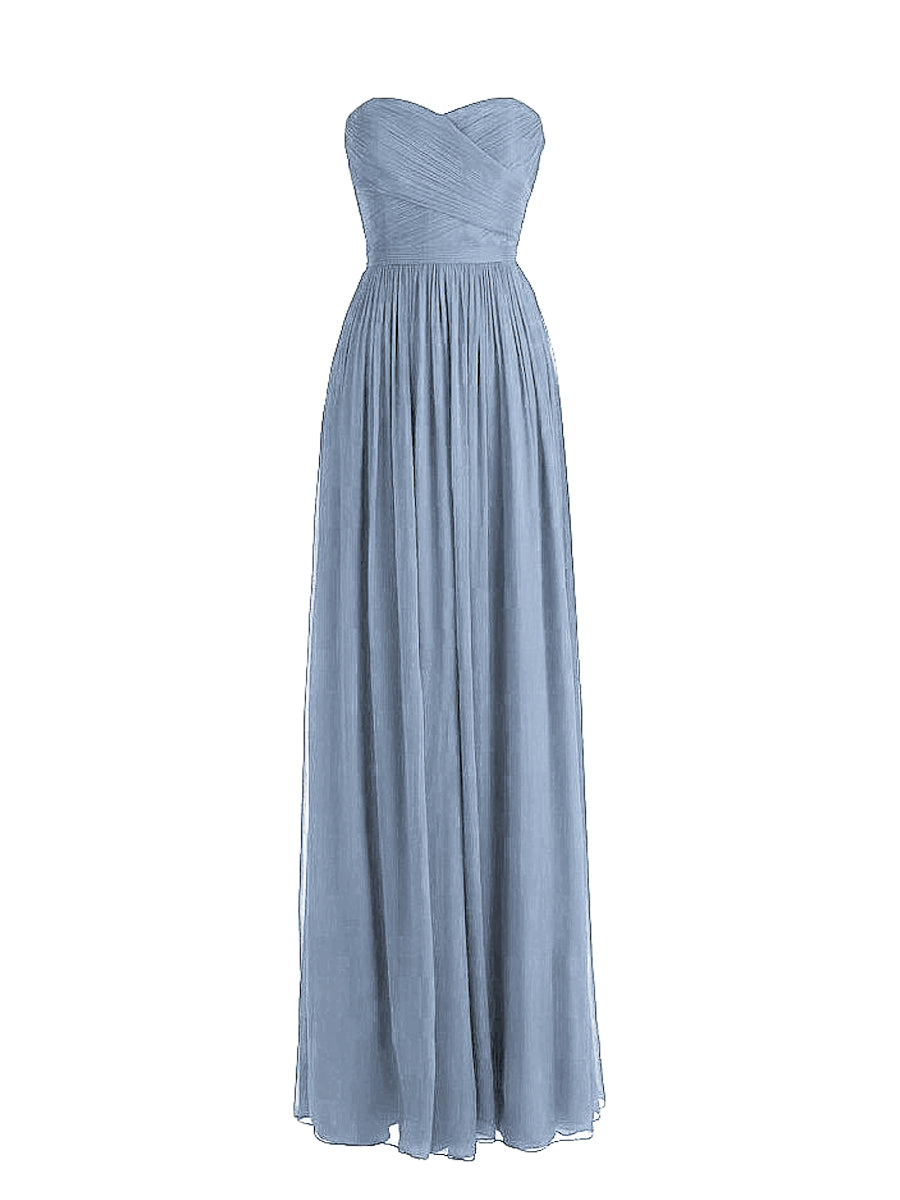 Chiffon Column Strapless Sleeveless Bridesmaid Dress-MB0117877