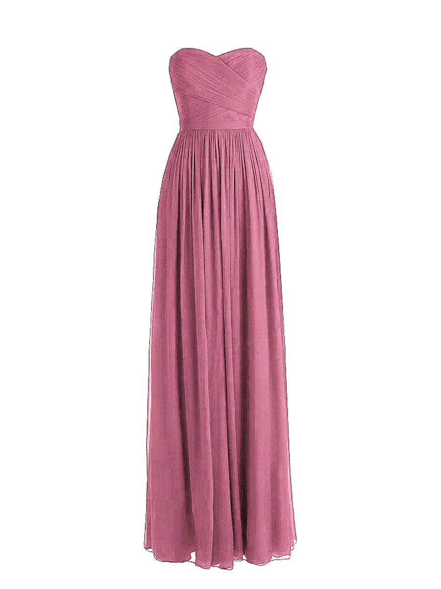 Chiffon Column Strapless Sleeveless Bridesmaid Dress-MB0117877