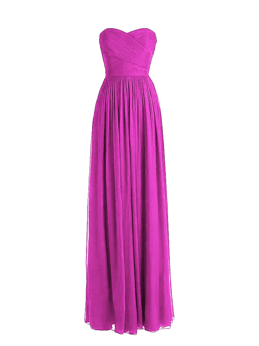 Chiffon Column Strapless Sleeveless Bridesmaid Dress-MB0117877