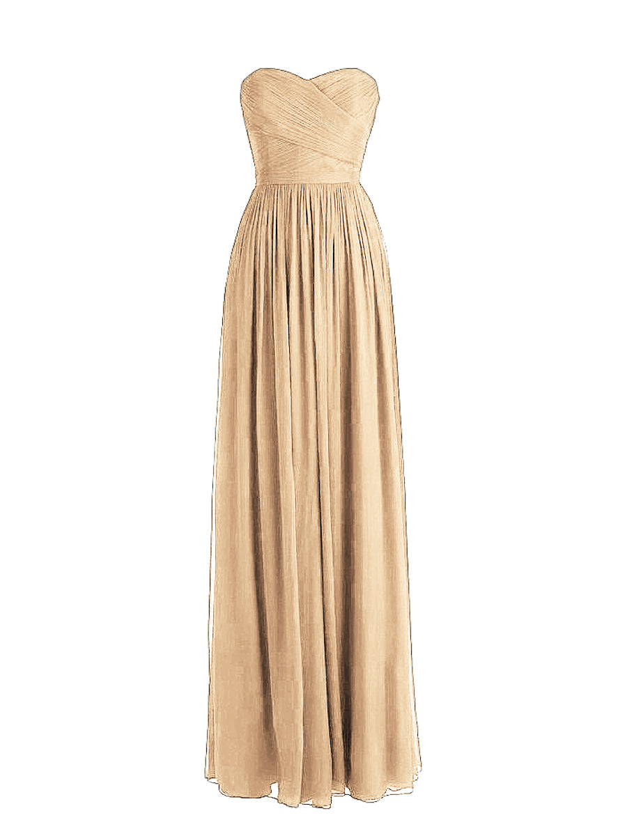 Chiffon Column Strapless Sleeveless Bridesmaid Dress-MB0117877