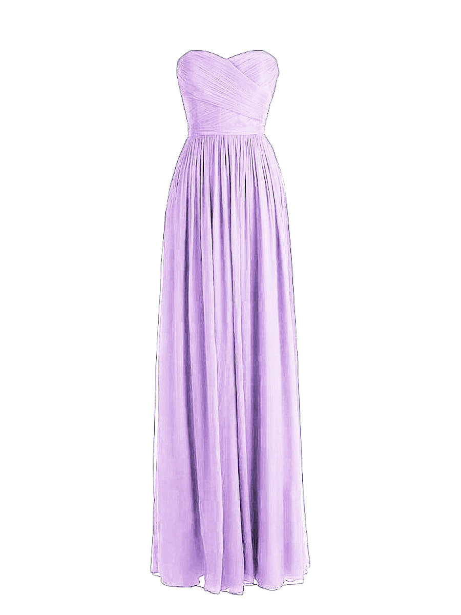 Chiffon Column Strapless Sleeveless Bridesmaid Dress-MB0117877