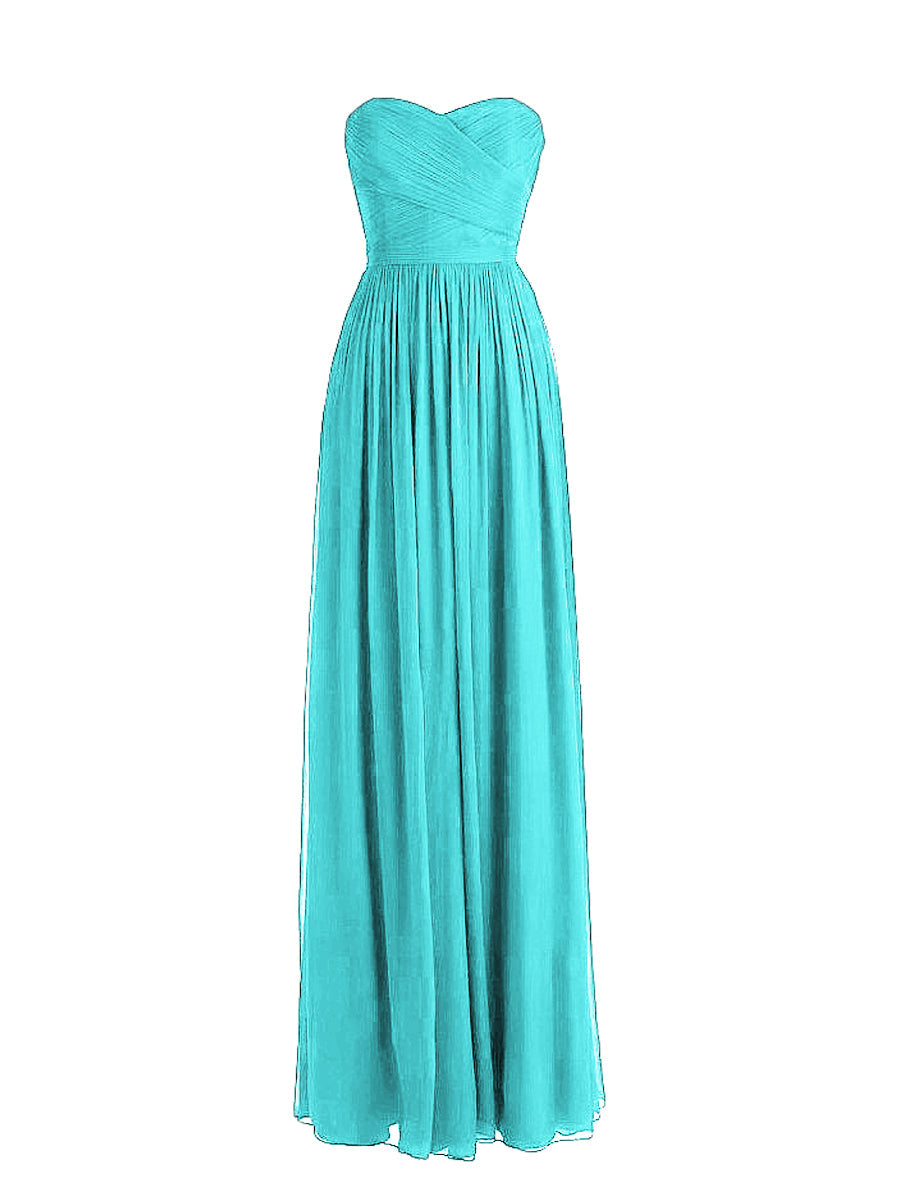 Chiffon Column Strapless Sleeveless Bridesmaid Dress-MB0117877