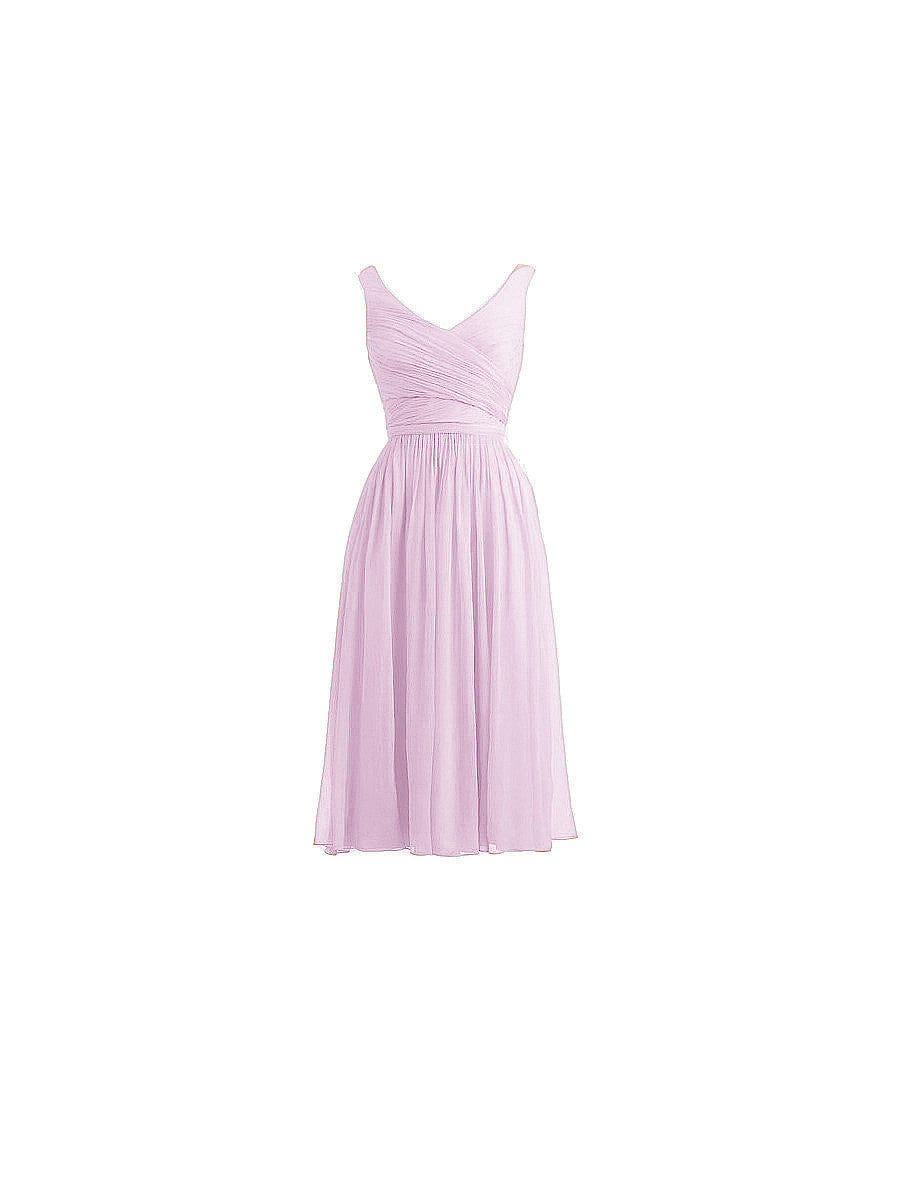 Chiffon Column Straps Sleeveless Bridesmaid Dress-MB0117880