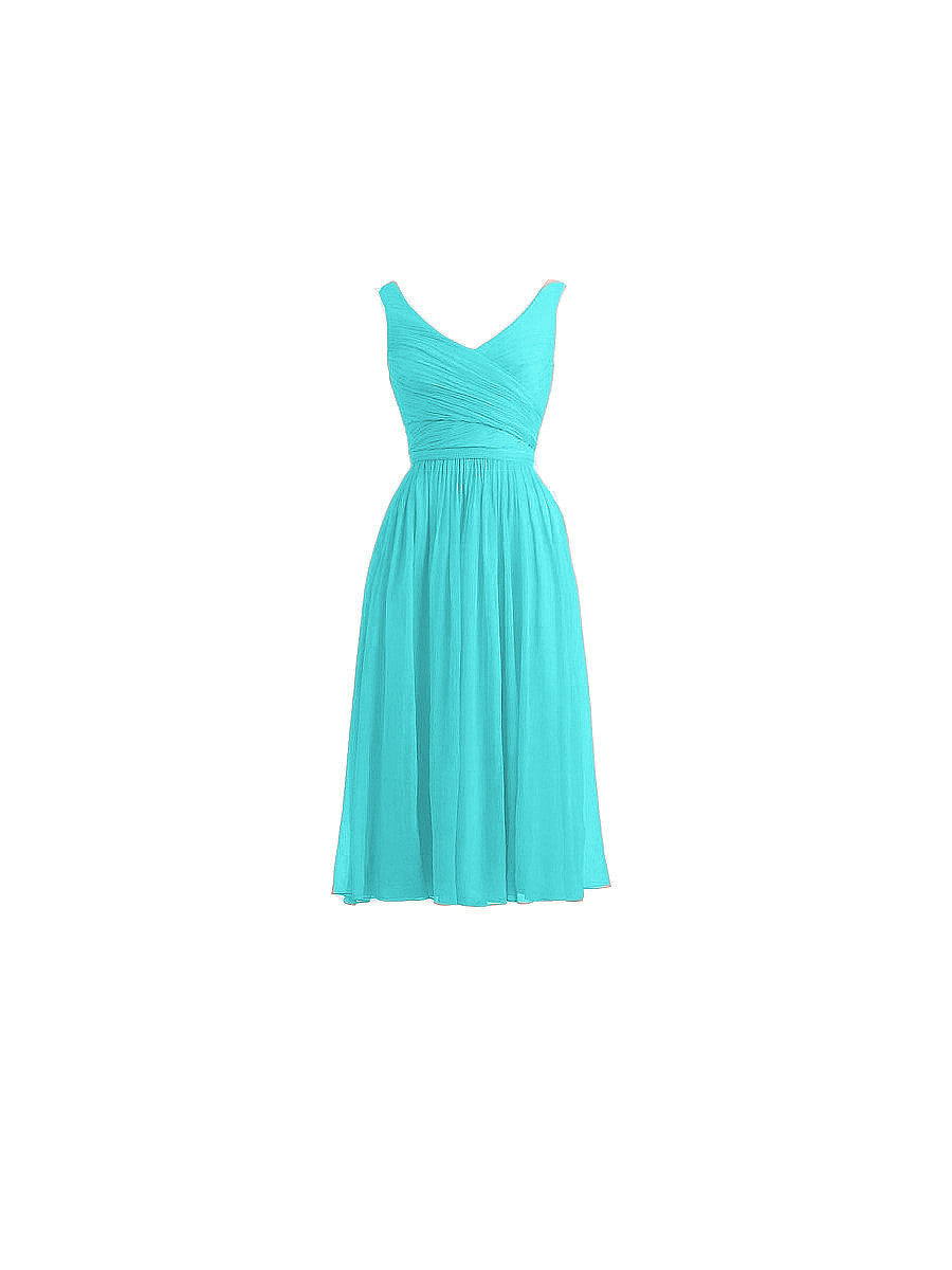 Chiffon Column Straps Sleeveless Bridesmaid Dress-MB0117880