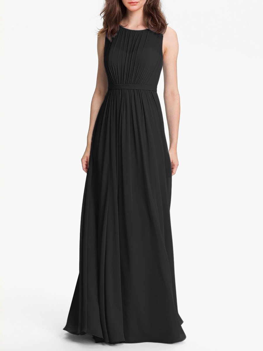 Chiffon Column Sweetheart Sleeveless Bridesmaid Dress-MB0117901