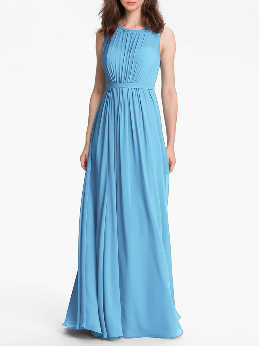 Chiffon Column Sweetheart Sleeveless Bridesmaid Dress-MB0117901