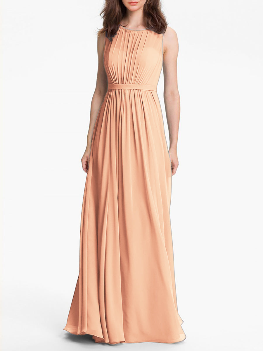 Chiffon Column Sweetheart Sleeveless Bridesmaid Dress-MB0117901