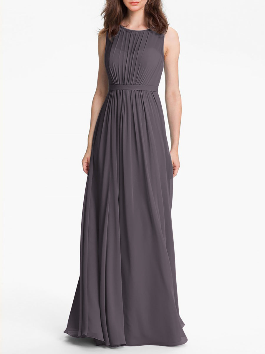 Chiffon Column Sweetheart Sleeveless Bridesmaid Dress-MB0117901