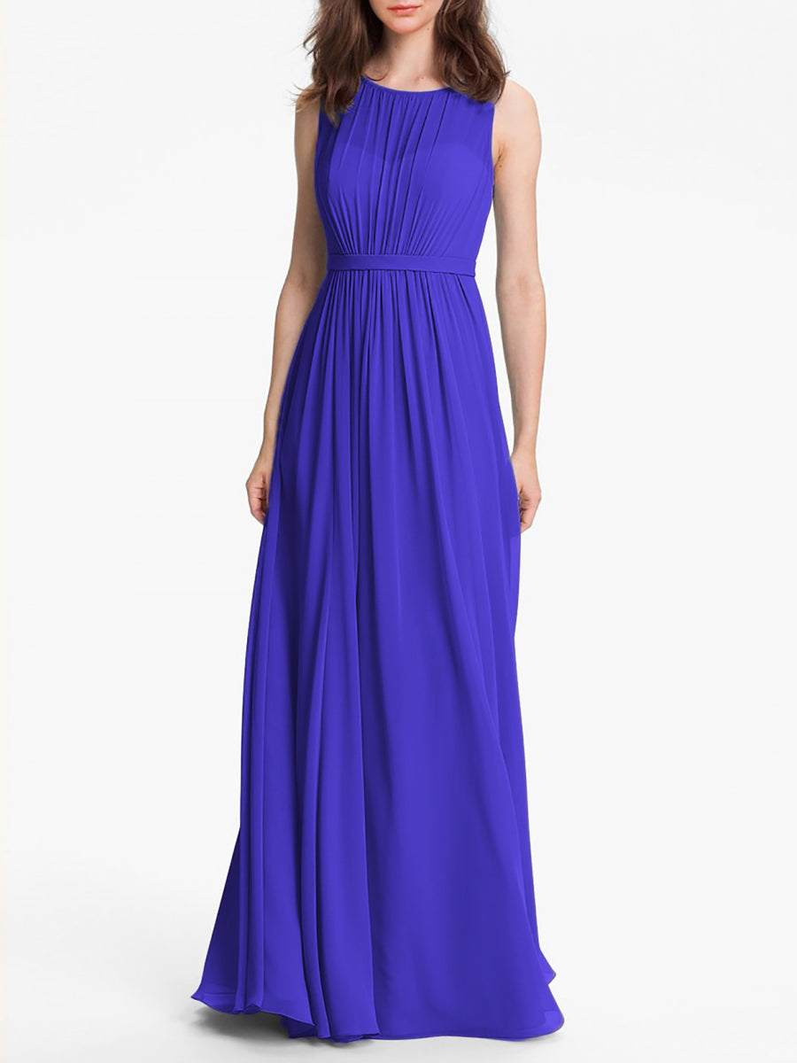 Chiffon Column Sweetheart Sleeveless Bridesmaid Dress-MB0117901