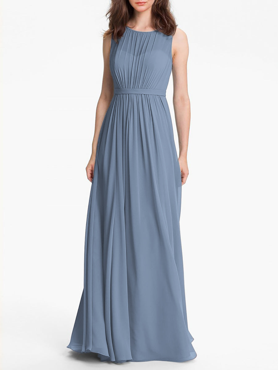 Chiffon Column Sweetheart Sleeveless Bridesmaid Dress-MB0117901