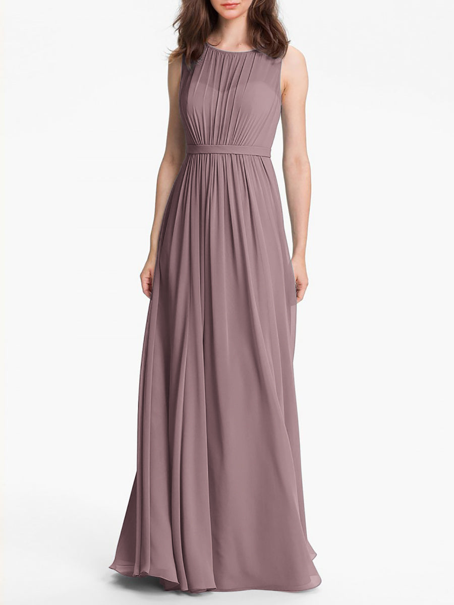 Chiffon Column Sweetheart Sleeveless Bridesmaid Dress-MB0117901