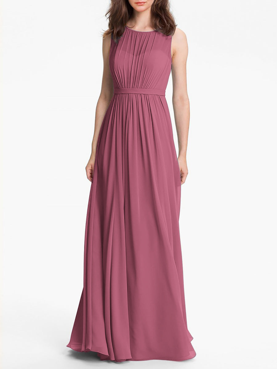 Chiffon Column Sweetheart Sleeveless Bridesmaid Dress-MB0117901