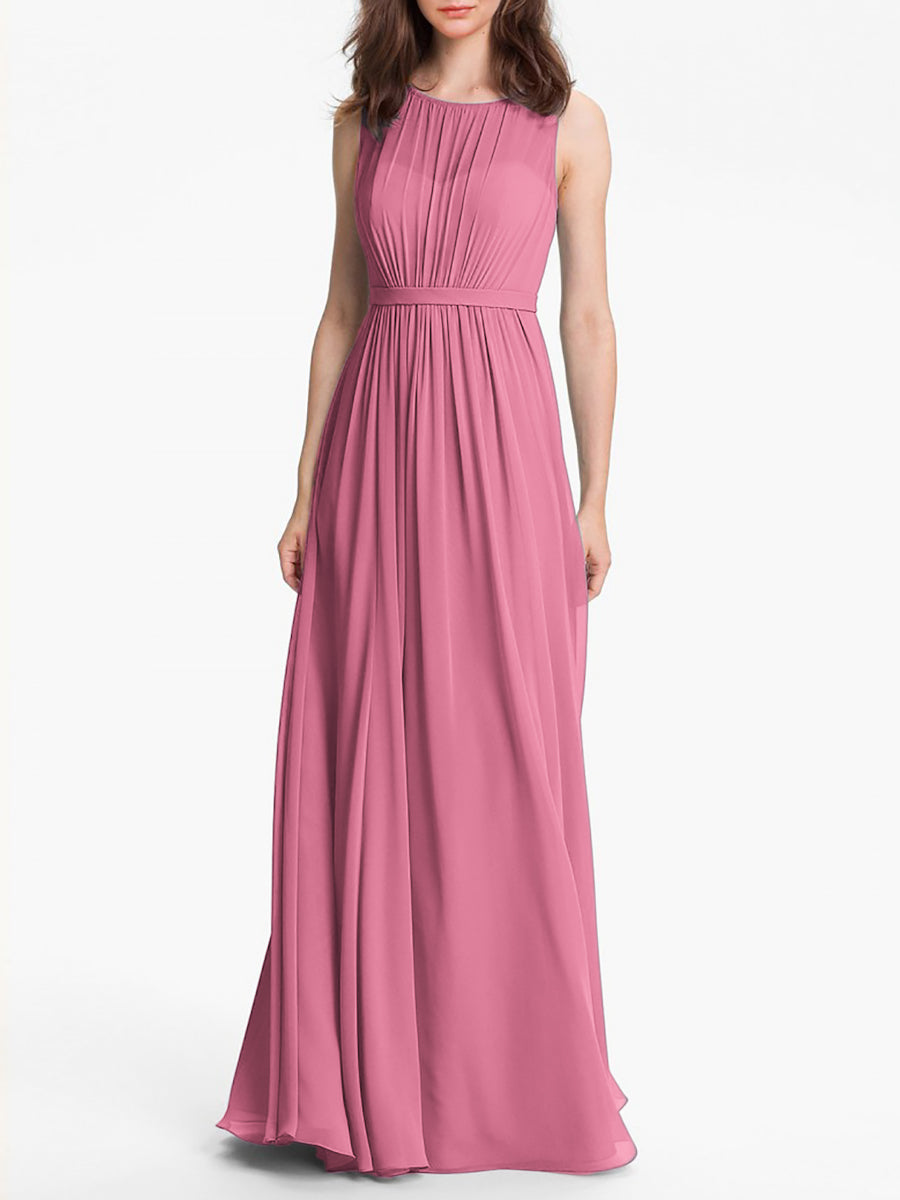 Chiffon Column Sweetheart Sleeveless Bridesmaid Dress-MB0117901