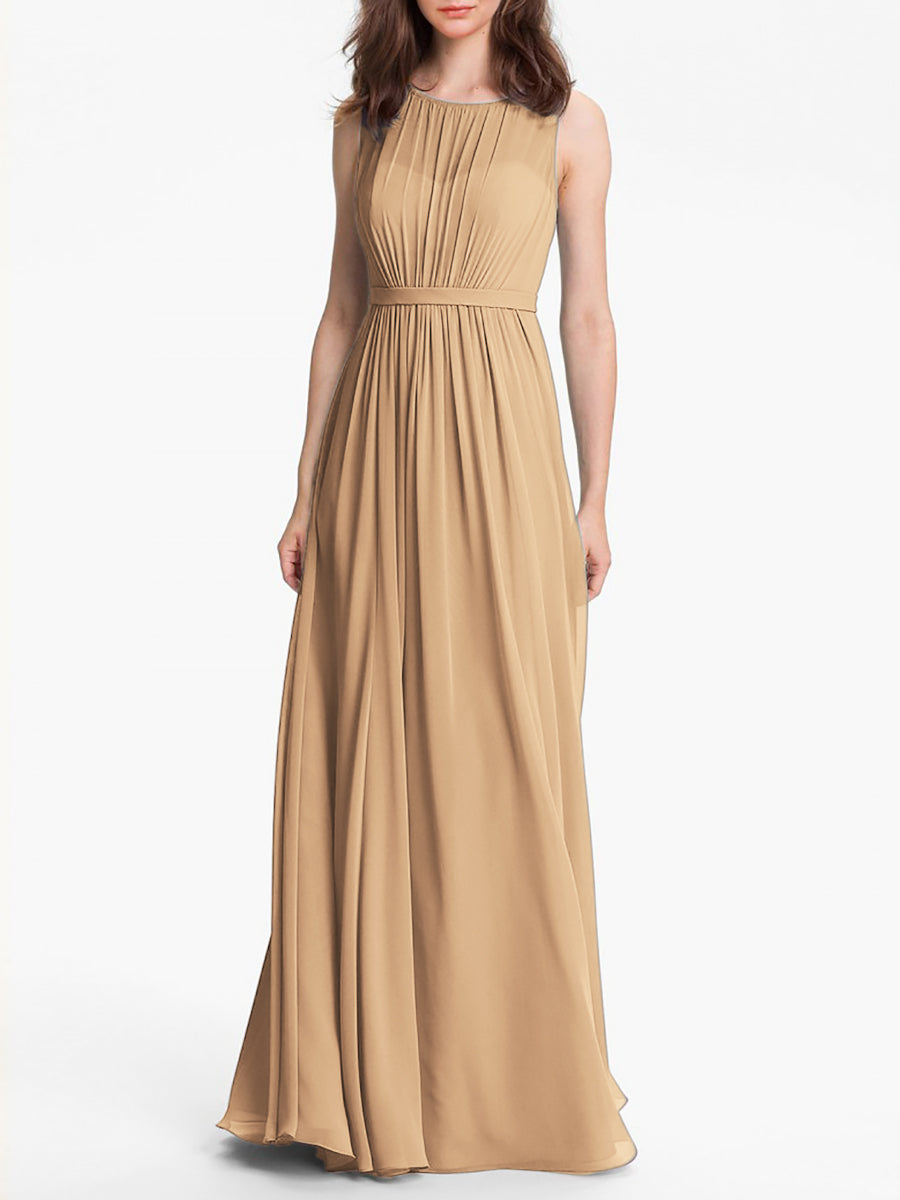 Chiffon Column Sweetheart Sleeveless Bridesmaid Dress-MB0117901