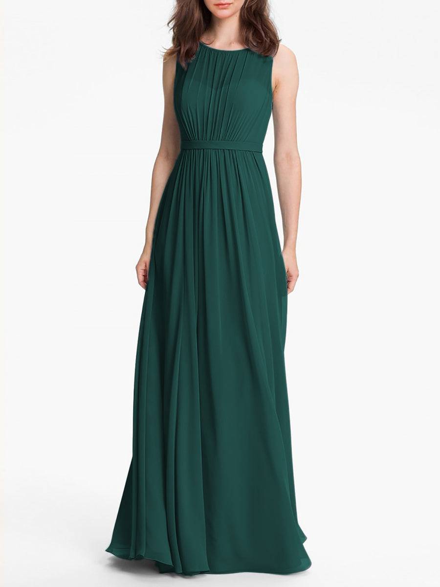 Chiffon Column Sweetheart Sleeveless Bridesmaid Dress-MB0117901