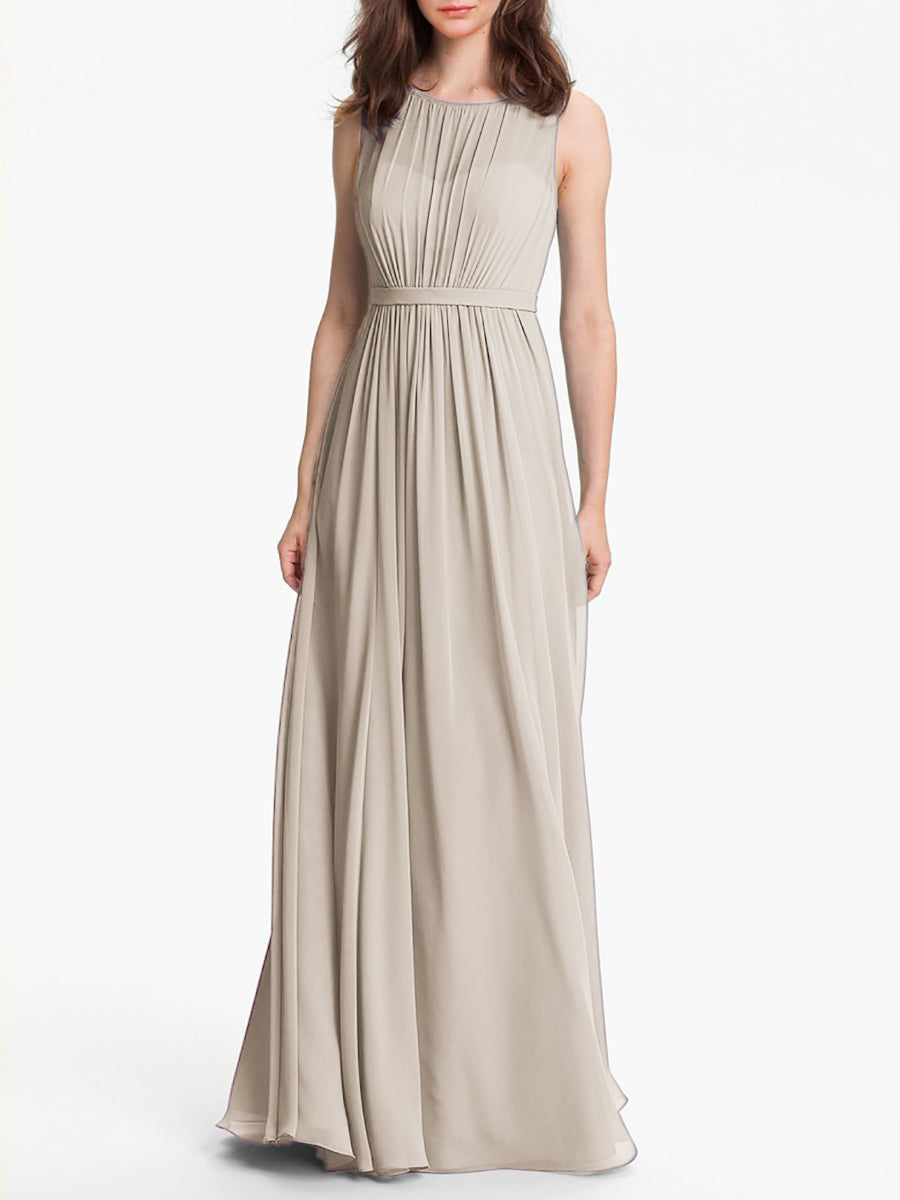 Chiffon Column Sweetheart Sleeveless Bridesmaid Dress-MB0117901