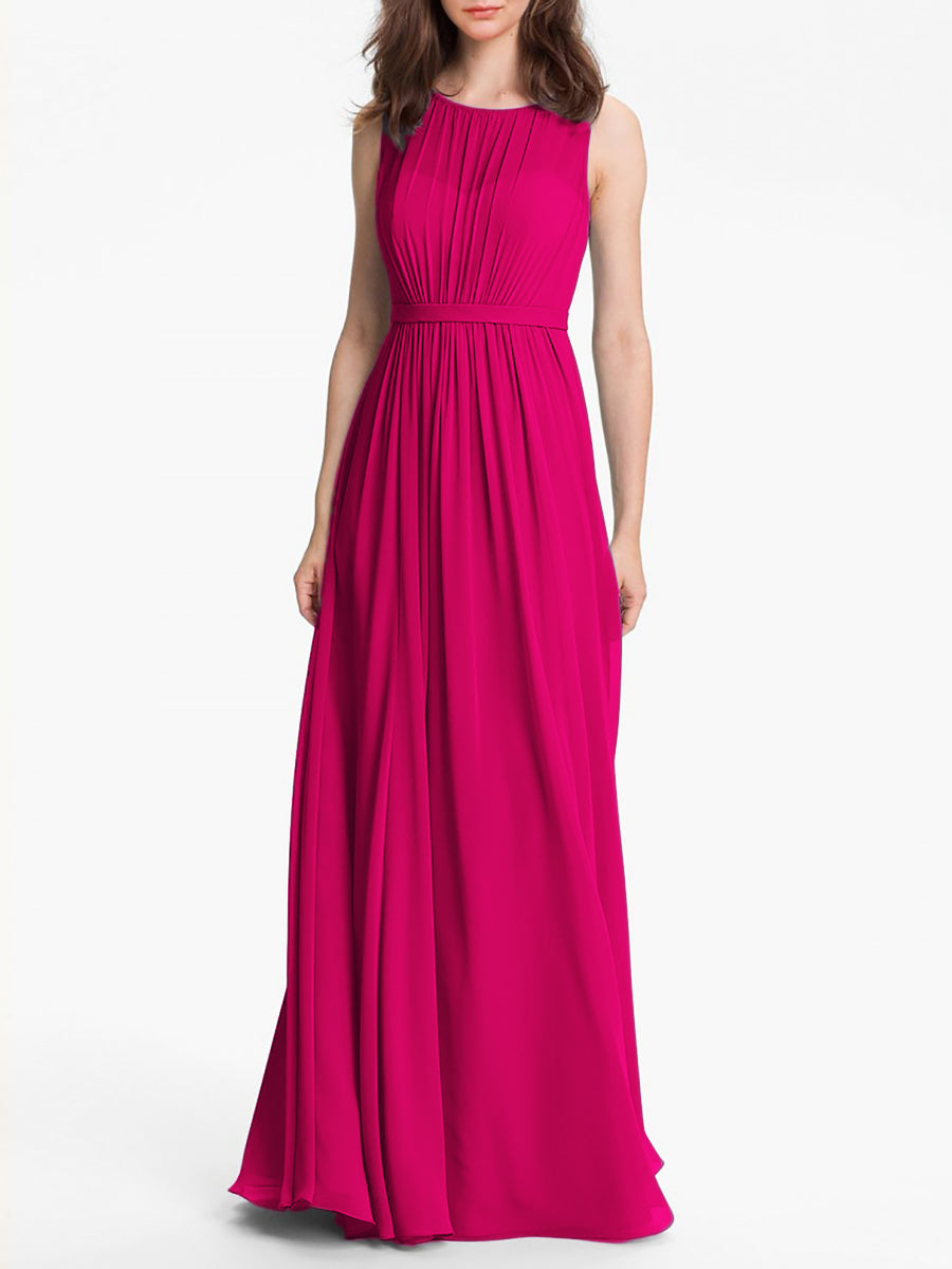 Chiffon Column Sweetheart Sleeveless Bridesmaid Dress-MB0117901