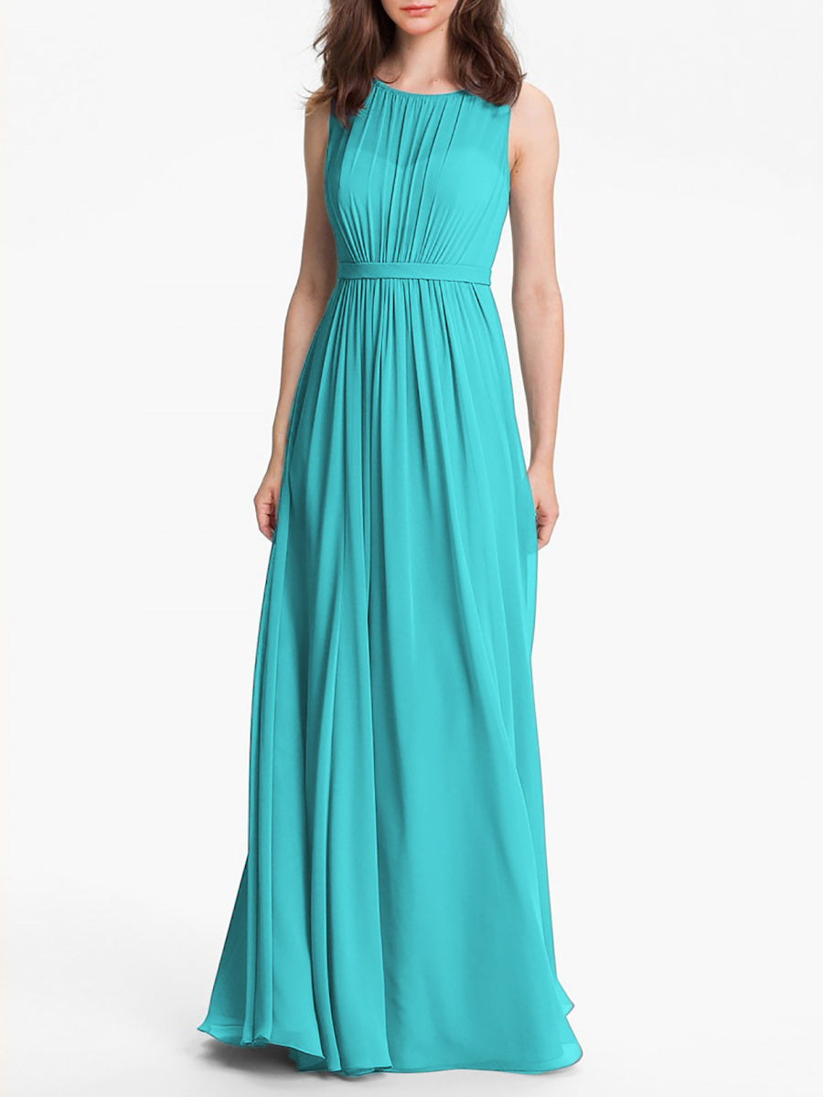 Chiffon Column Sweetheart Sleeveless Bridesmaid Dress-MB0117901