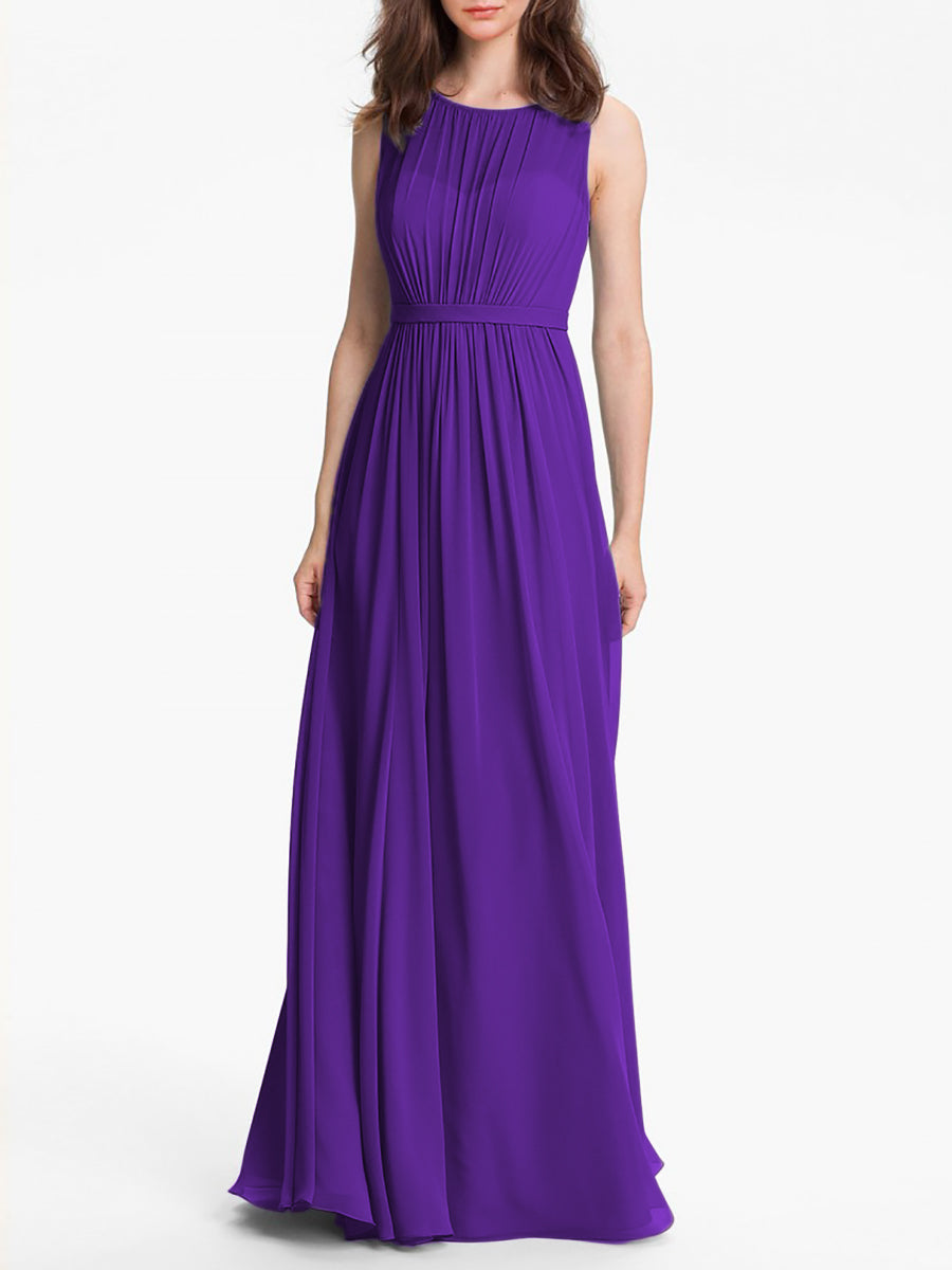 Chiffon Column Sweetheart Sleeveless Bridesmaid Dress-MB0117901