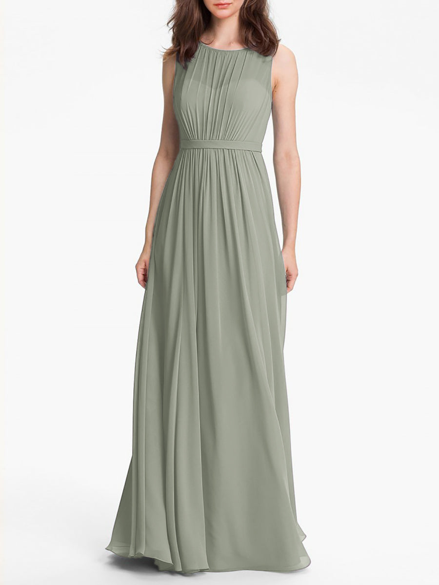 Chiffon Column Sweetheart Sleeveless Bridesmaid Dress-MB0117901