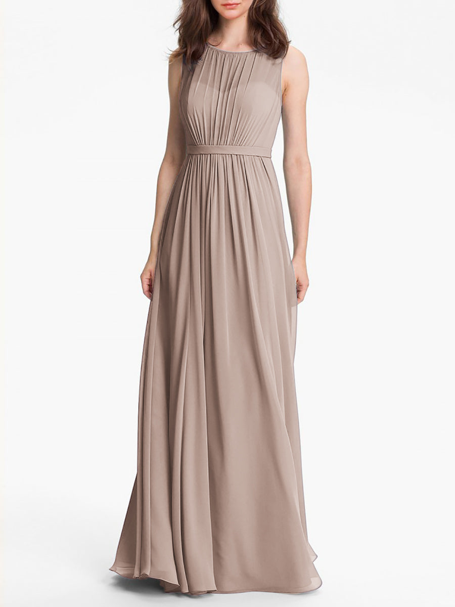 Chiffon Column Sweetheart Sleeveless Bridesmaid Dress-MB0117901