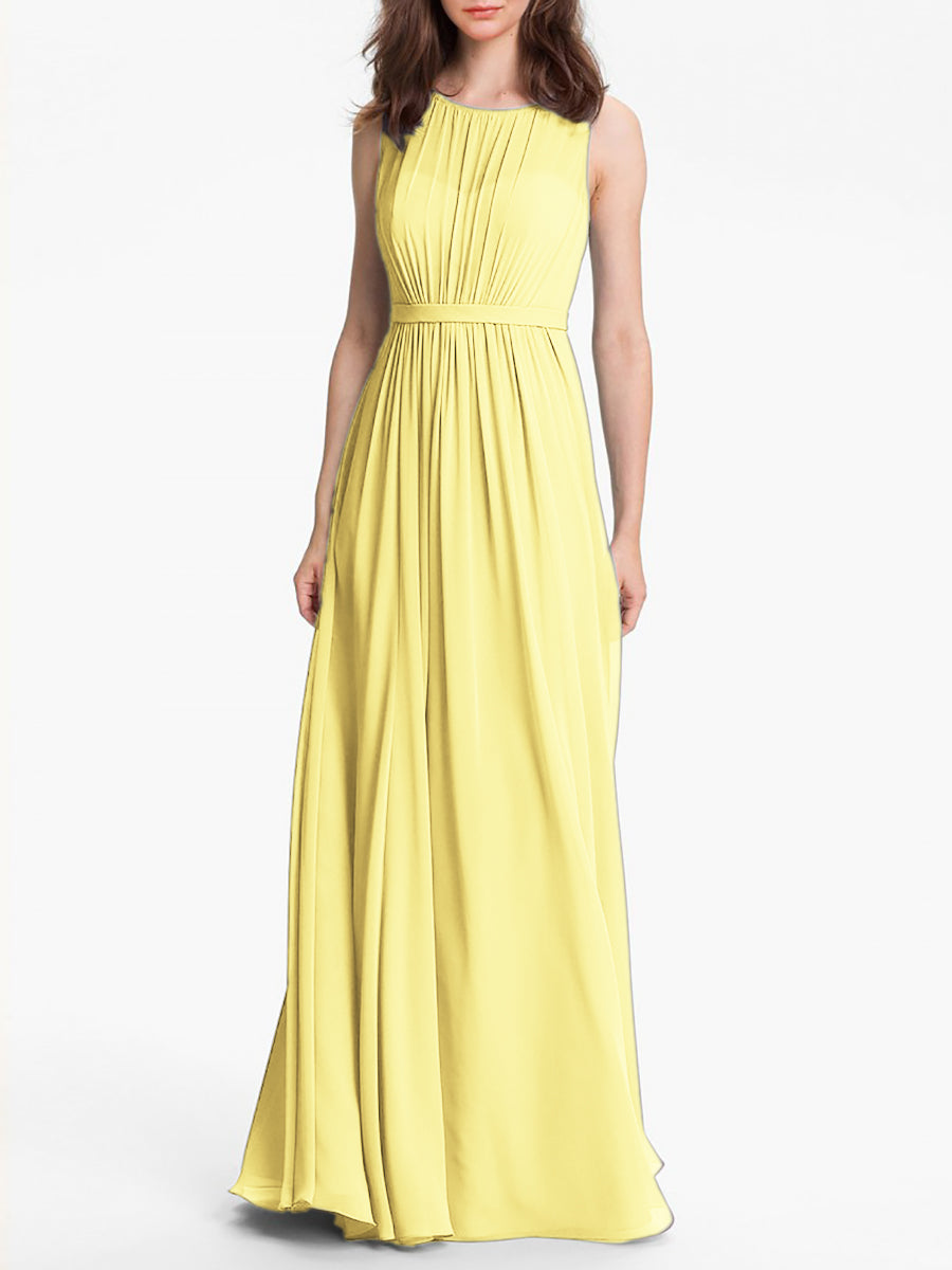 Chiffon Column Sweetheart Sleeveless Bridesmaid Dress-MB0117901