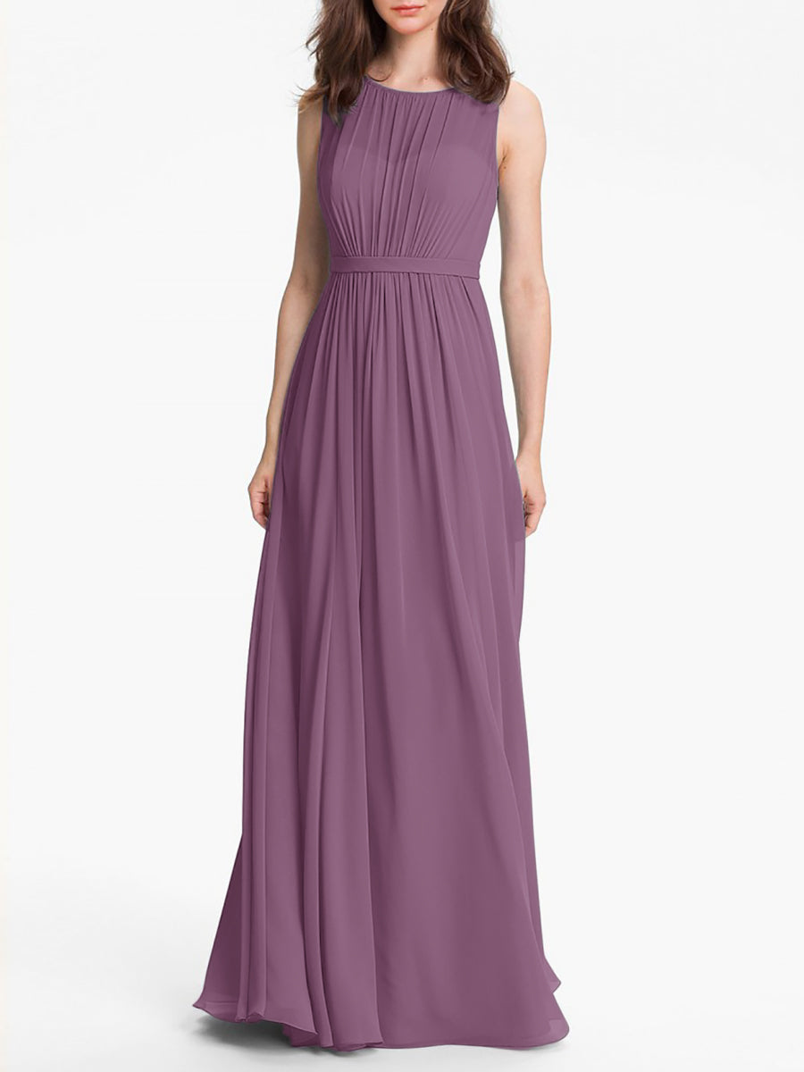 Chiffon Column Sweetheart Sleeveless Bridesmaid Dress-MB0117901