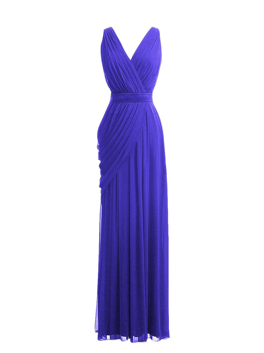 Chiffon Column V-Neck Sleeveless Bridesmaid Dress-MB0117912