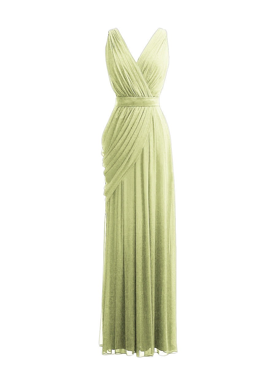 Chiffon Column V-Neck Sleeveless Bridesmaid Dress-MB0117912