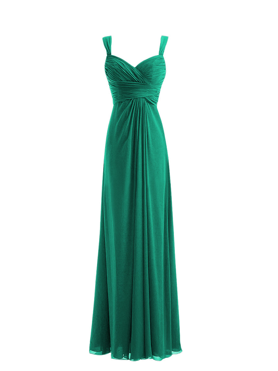 Chiffon Column Straps Sleeveless Bridesmaid Dress-MB0117914