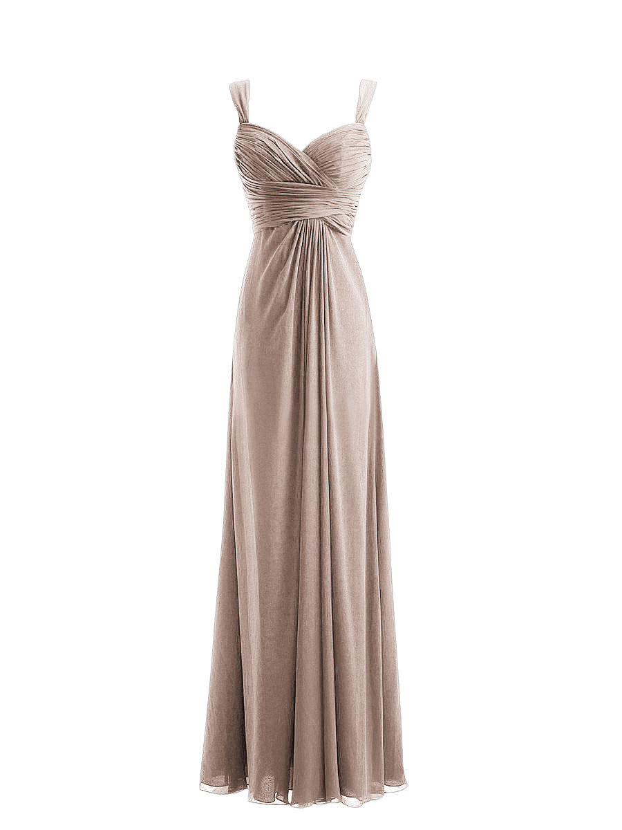 Chiffon Column Straps Sleeveless Bridesmaid Dress-MB0117914