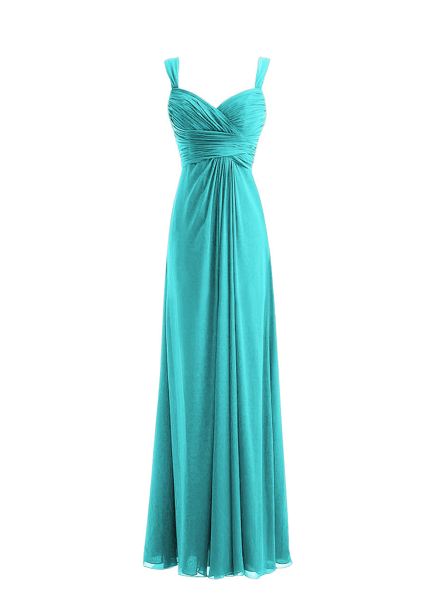 Chiffon Column Straps Sleeveless Bridesmaid Dress-MB0117914