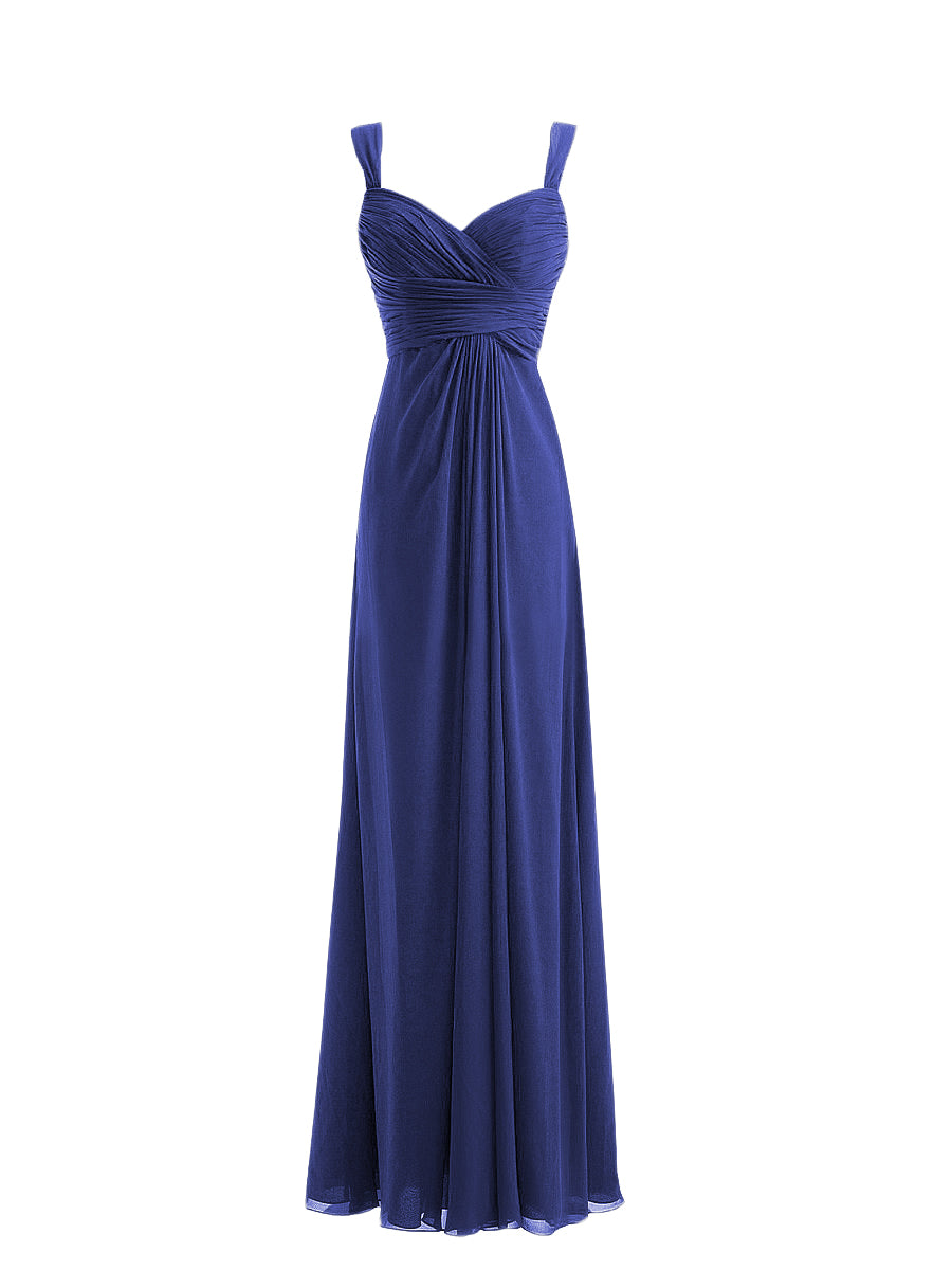 Chiffon Column Straps Sleeveless Bridesmaid Dress-MB0117914