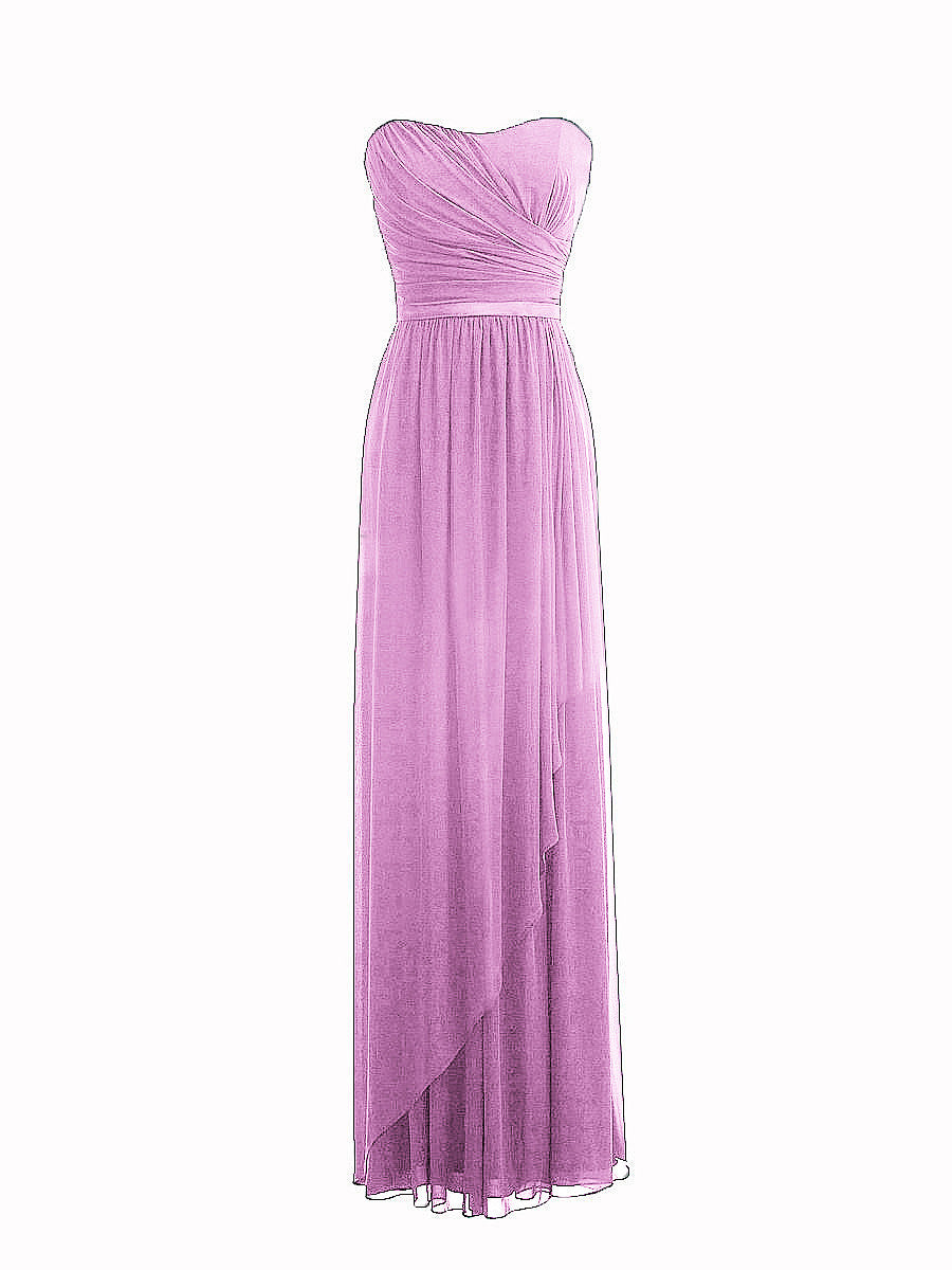 Chiffon Column Strapless Sleeveless Bridesmaid Dress-MB0117917