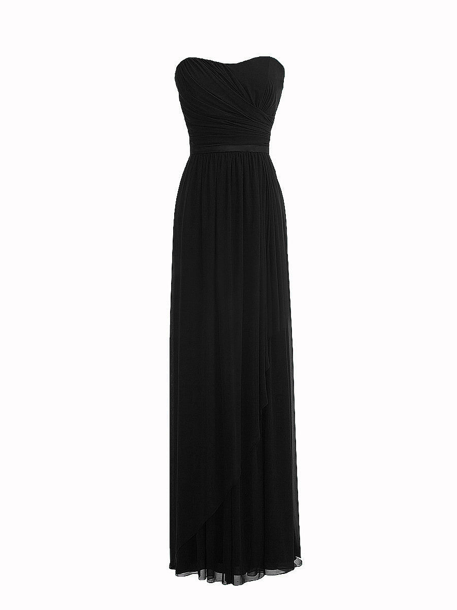 Chiffon Column Strapless Sleeveless Bridesmaid Dress-MB0117917