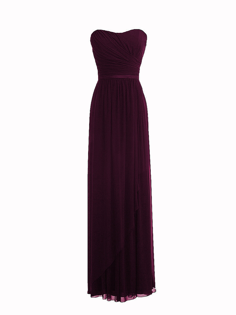 Chiffon Column Strapless Sleeveless Bridesmaid Dress-MB0117917