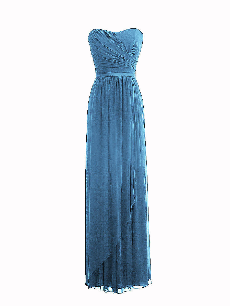 Chiffon Column Strapless Sleeveless Bridesmaid Dress-MB0117917