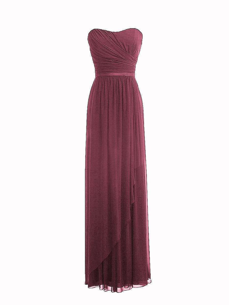 Chiffon Column Strapless Sleeveless Bridesmaid Dress-MB0117917