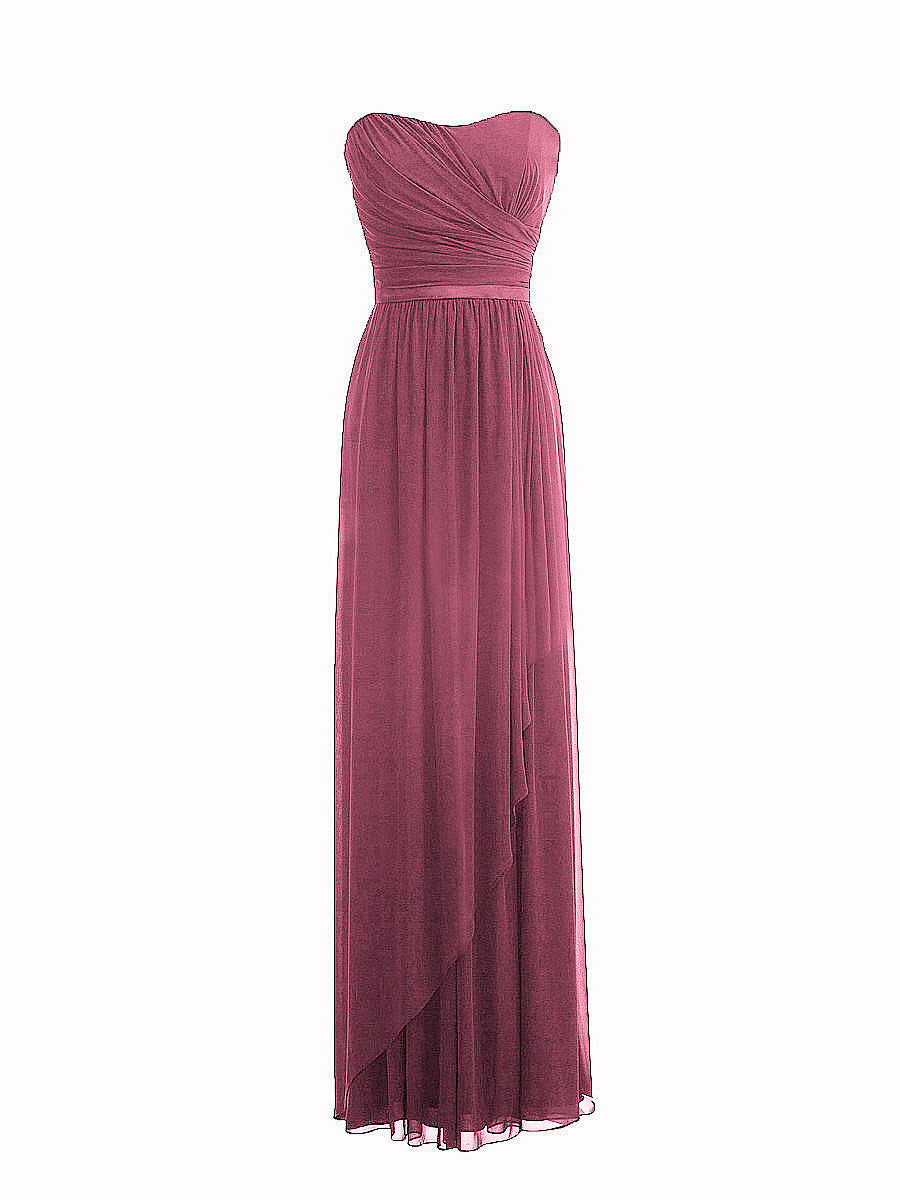 Chiffon Column Strapless Sleeveless Bridesmaid Dress-MB0117917