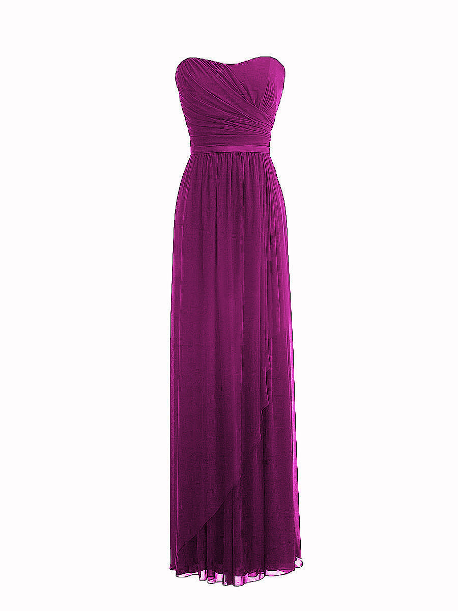 Chiffon Column Strapless Sleeveless Bridesmaid Dress-MB0117917