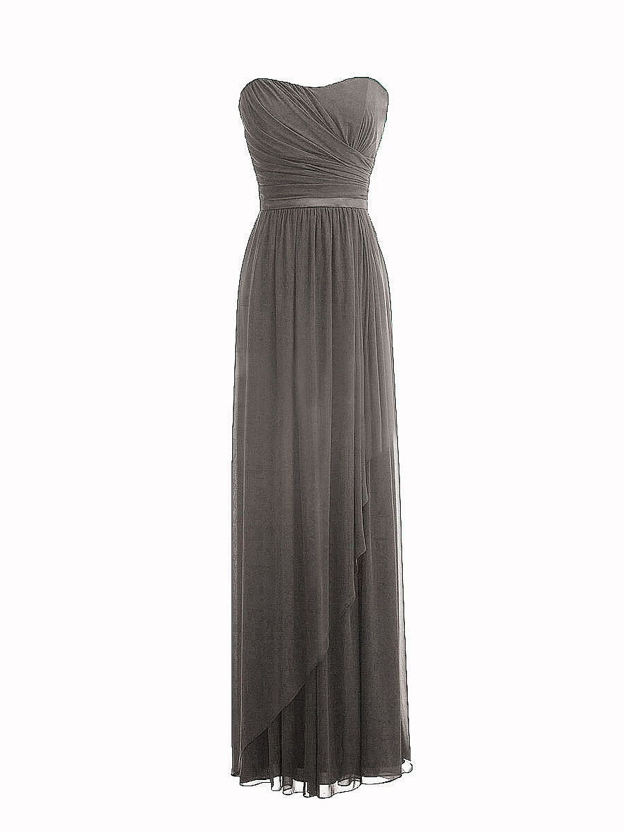 Chiffon Column Strapless Sleeveless Bridesmaid Dress-MB0117917