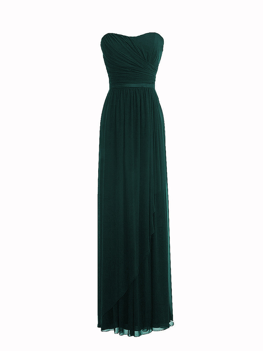 Chiffon Column Strapless Sleeveless Bridesmaid Dress-MB0117917