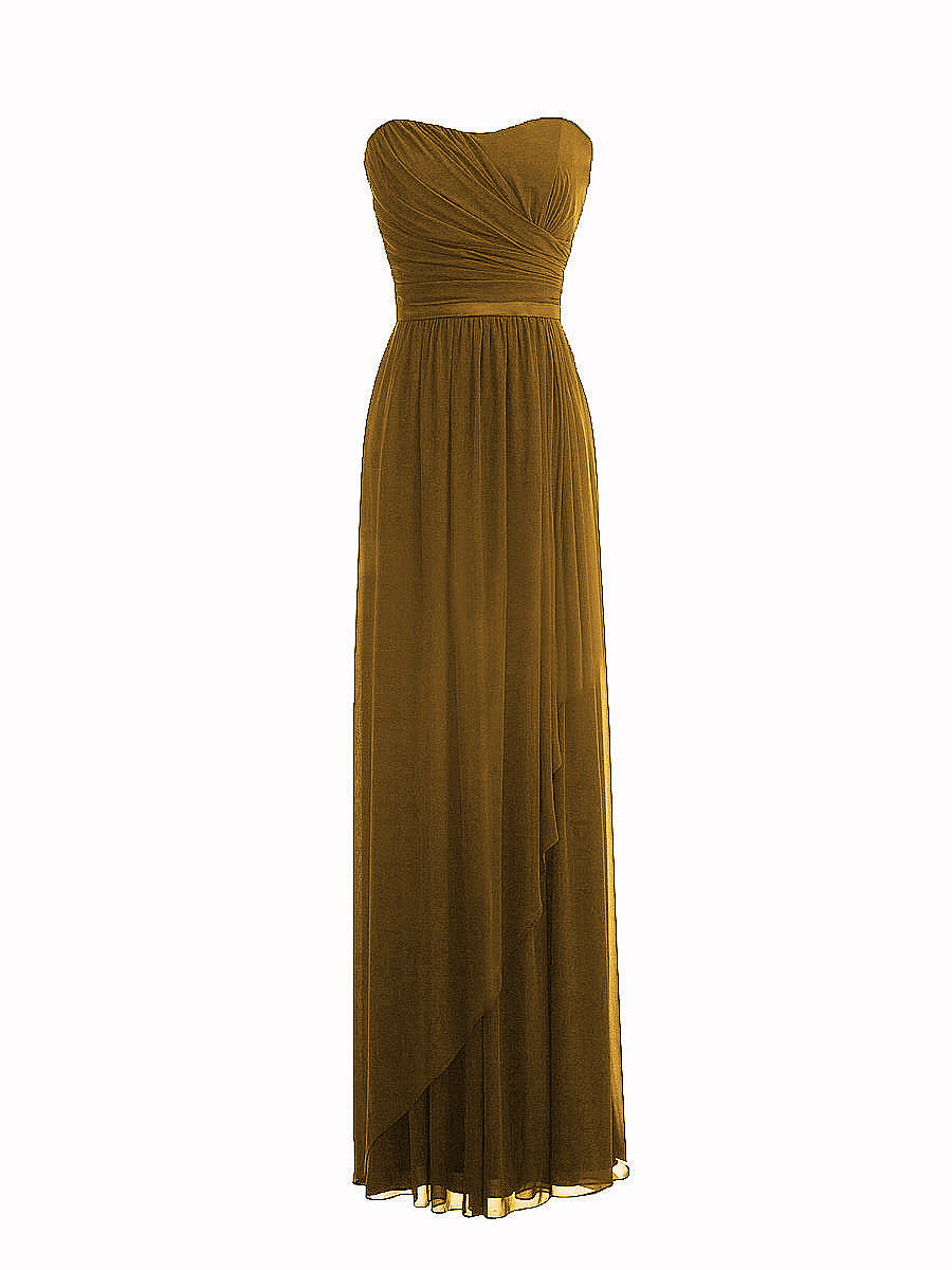 Chiffon Column Strapless Sleeveless Bridesmaid Dress-MB0117917